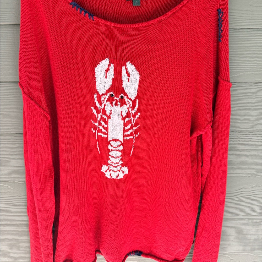 wild fable Red Crewneck Sweater with White Lobster Motif
